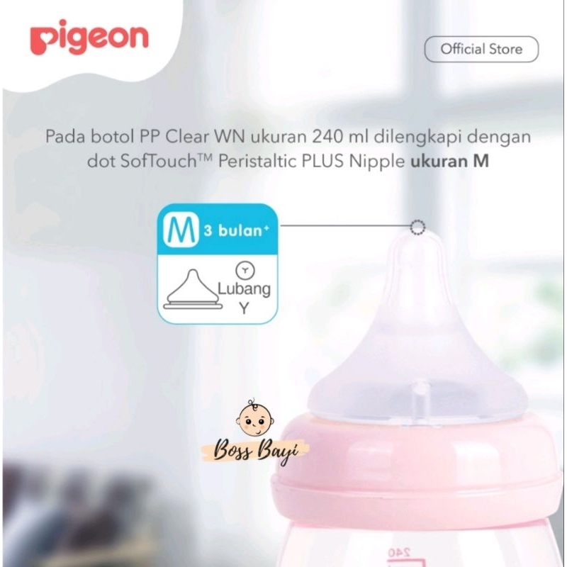 PIGEON Botol SoftTouch PP CLEAR WIDE Neck 160ml / 240ml