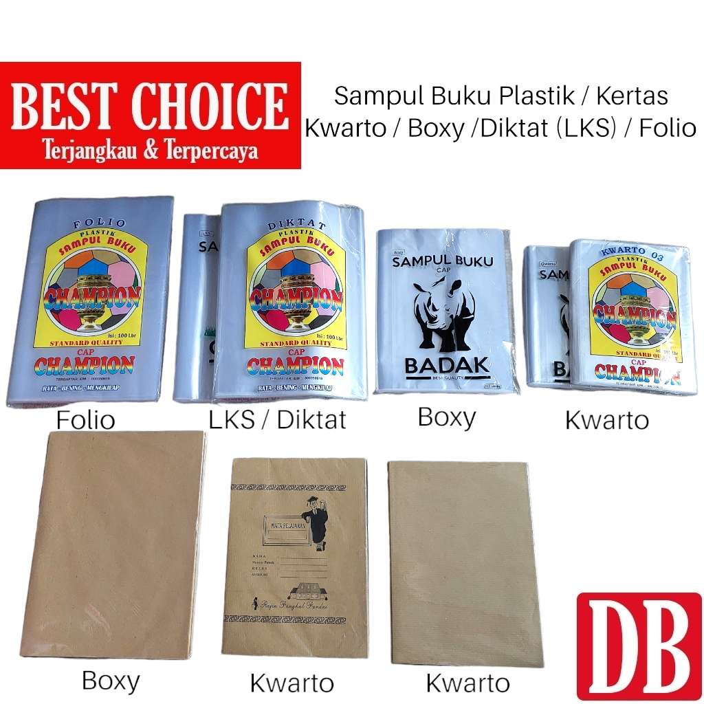 

(100pcs) Sampul Buku Tulis Plastik & Kertas Coklat Kwarto / Boxy (Big Boss) / LKS (Diktat) / Folio 1 pak (100pcs)