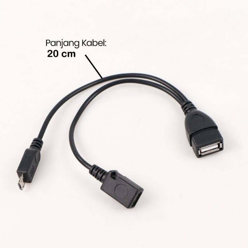 OTG Micro USB to USB Female and Micro USB Female 20 cm - A-UOY-02 - Black