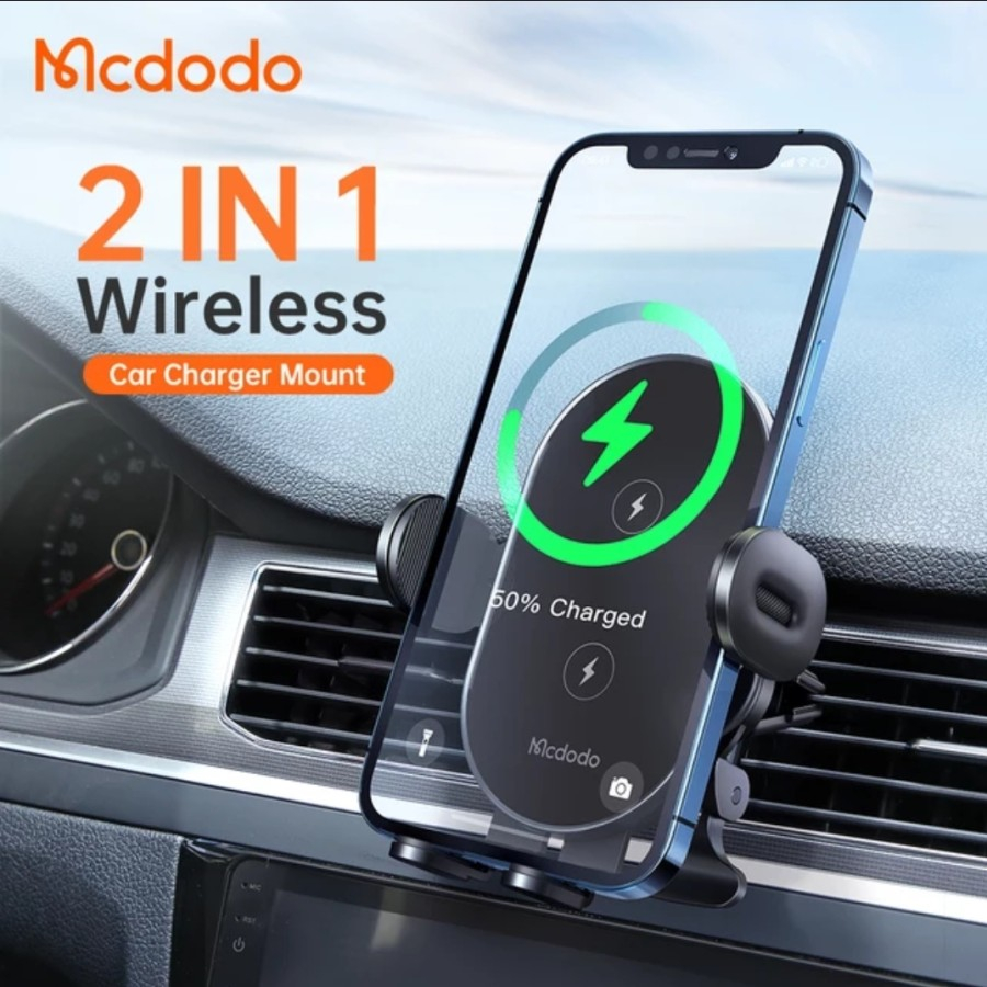 Mcdodo Car Holder Mobil 15W Dual Coils Wireless Fast Charging Dashboard &amp; Ac Vent CH-1600