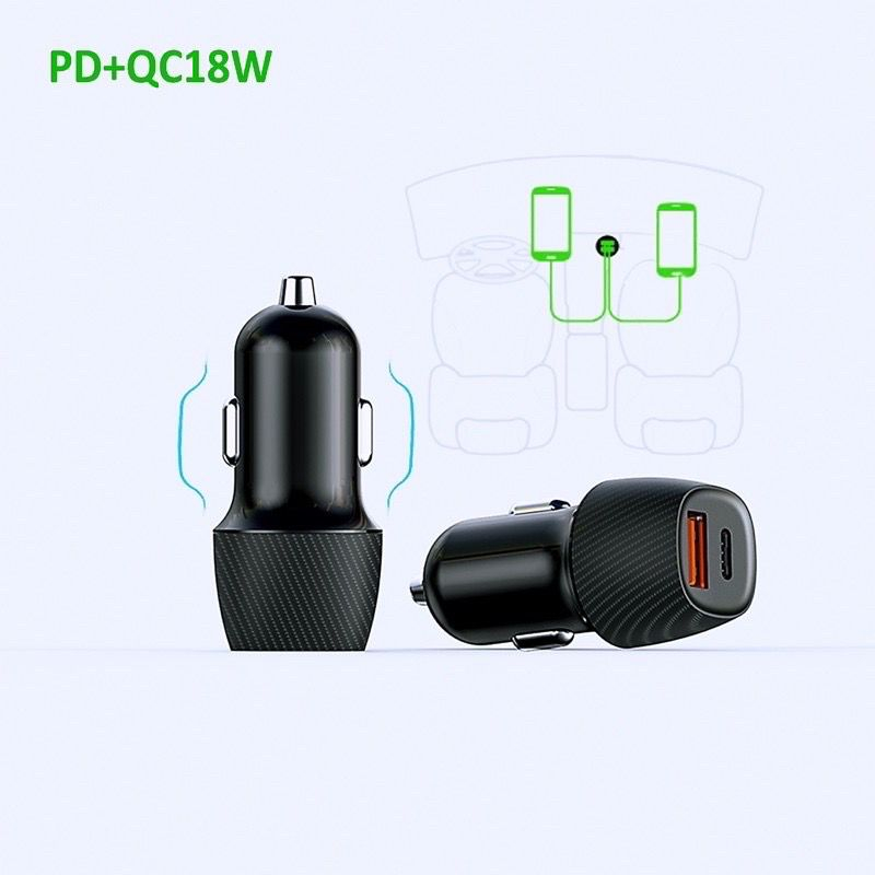 Batok Saver vibox CC02P / ZDL002 2 Lubang Usb A &amp; Type C CAR CHARGER dual port output high quality smart power delivery for mobile phone BY SMOLL