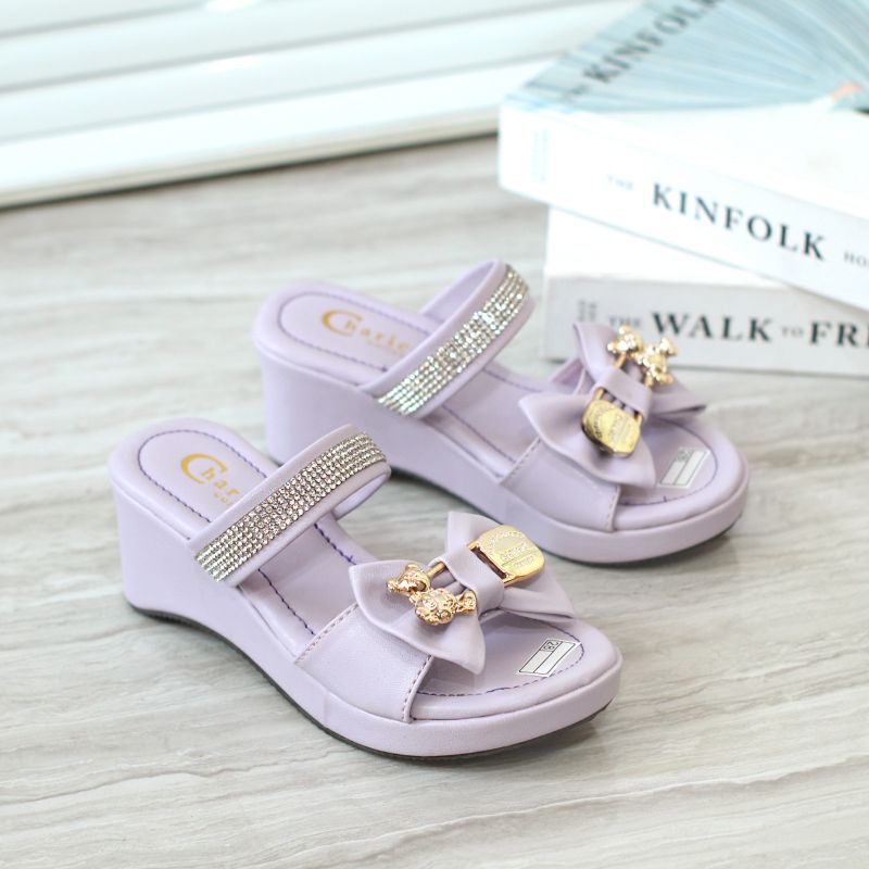 Sandal Wedges Anak Perempuan 5CM Pita Gesper Leony