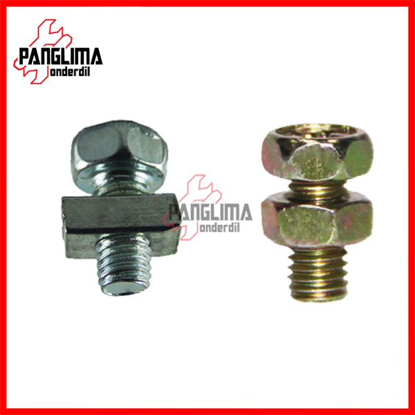 Baut Accu M5 x 10 mm Universal Kering Basah untuk Semua Jenis Motor 5 x 10 5 x 10mm Baud Mur Kotak Bolt Aki Acu Bulat Bulet  5x10