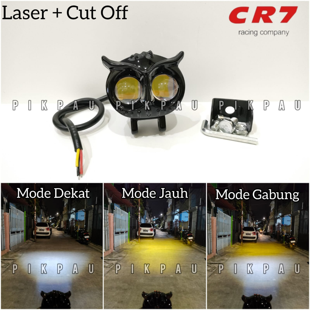 Lampu LED Owl Burung Hantu 2 Mata laser Cutoff Putih Dan Kuning Waterproof Full Aluminium