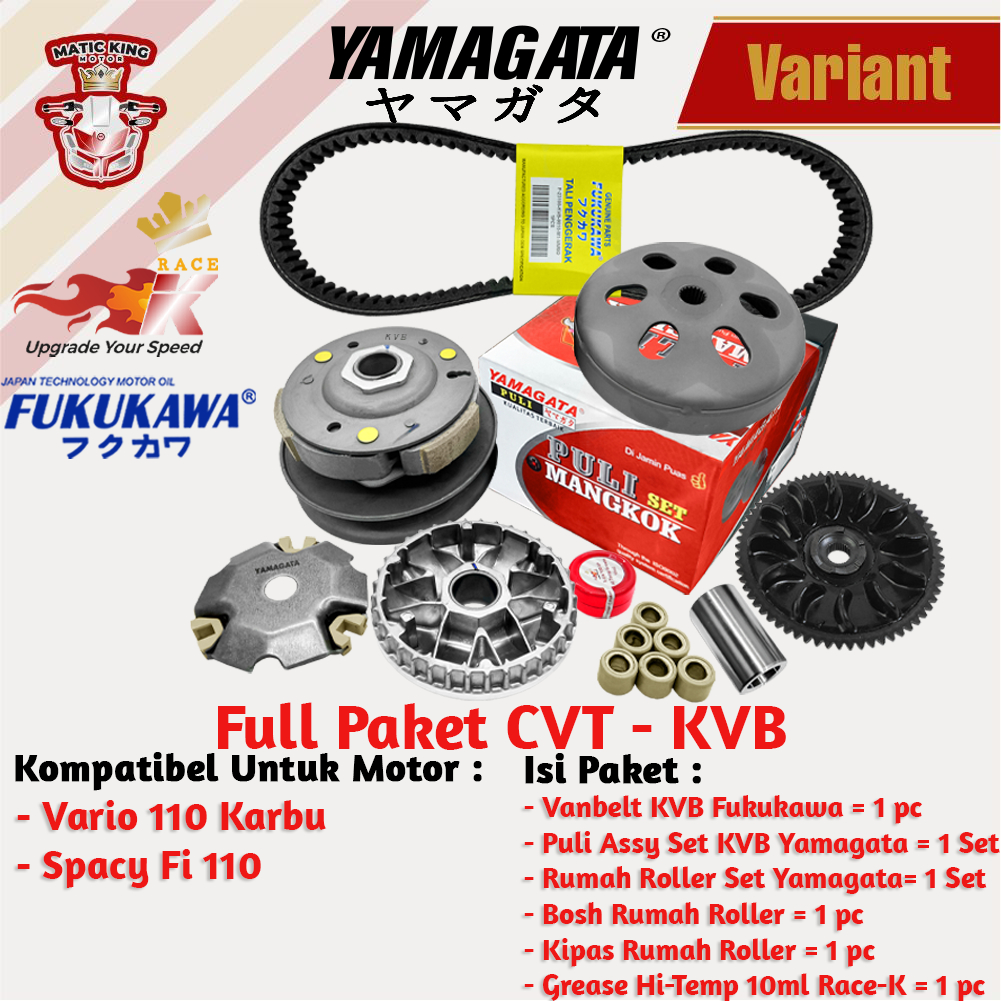 Paket Full Upgrade CVT Honda Beat Vario Scoopy Spacy 110 Karburator KVB KVY Yamagata Fukukawa Thailand