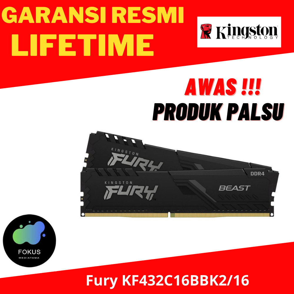KINGSTON FURY DDR4 16GB (2x8) 3200MHz KF432C16BBK2/16