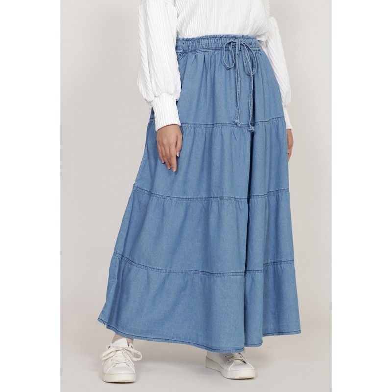 Rok Jeans Jumbo Susun Pinggang Karet Murah || Rok Jeans Susun Jumbo Lembut Dan Nyaman