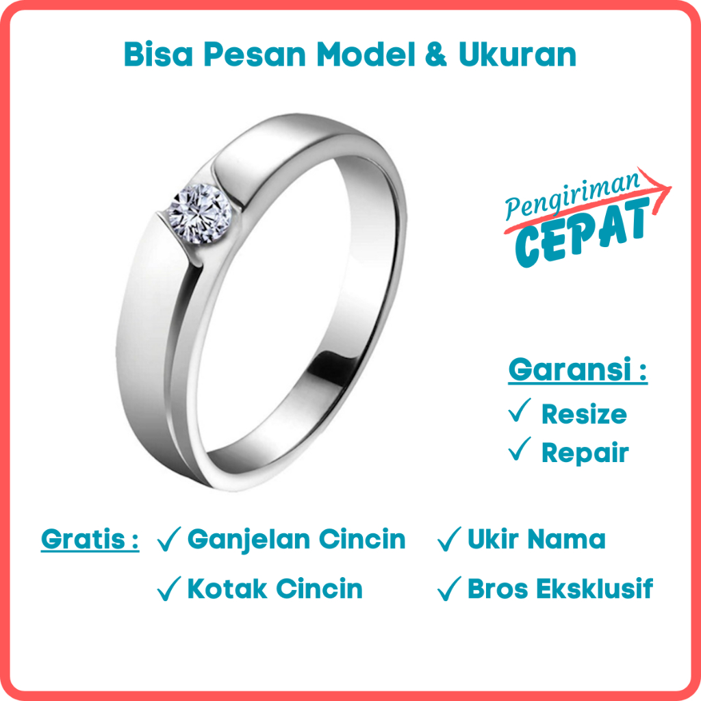 Garansi Paladium Asli Bisa Pesan Model Gratis Ukir Nama Cincin Kawin Palladium Pria Poladium ID363
