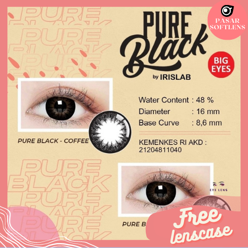 SOFTLENS PURE BLACK NORMAL S/D -6.00 BIG EYES FREE LENSCASE