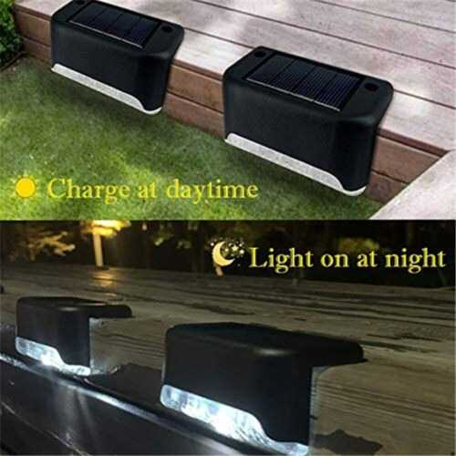 Lampu Taman Hias Pagar Deck Light Solar IP55 Cool White 8 PCS Lampu Hias Outdoor Desain Artistik Tahan Air