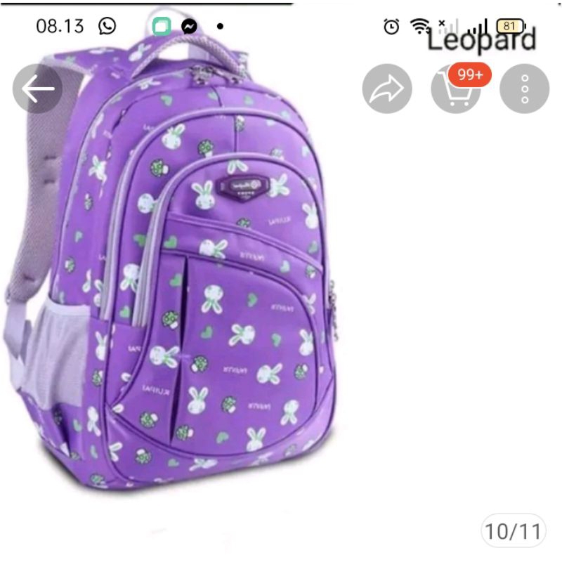 tas sekolah anak perempuan warna ungu/tas anak SD