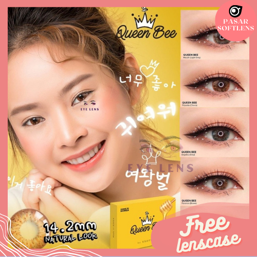 SOFTLENS X2 QUEEN BEE NORMAL &amp; MINUS -0.50 sd -2.50 FREE LENSCASE DIA 14.2 MM BY EXOTICON / Softlen Soflen Soflens