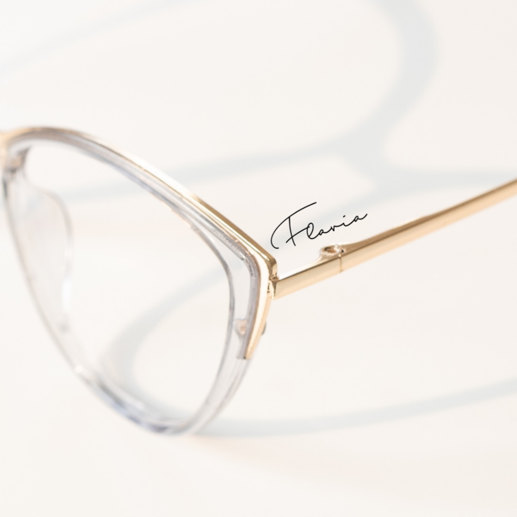 Flavia Eyewear - Kacamata Giana Cat Eye Titanium (custom minus, photochromic, blueray, bluechromic dan photobrown)