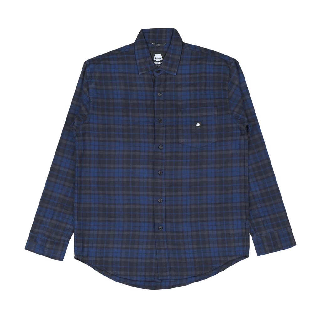 Fourmine Kemeja Flannel Rainier Navy Blue Black Grey #1