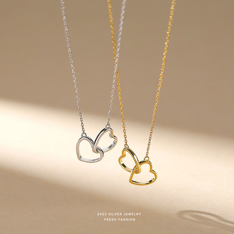 COD❤️ kalung Wanita Cinta Ganda Zirkon Perhiasan Hadiah Pesta Fashion Wanita Sederhana-A.one