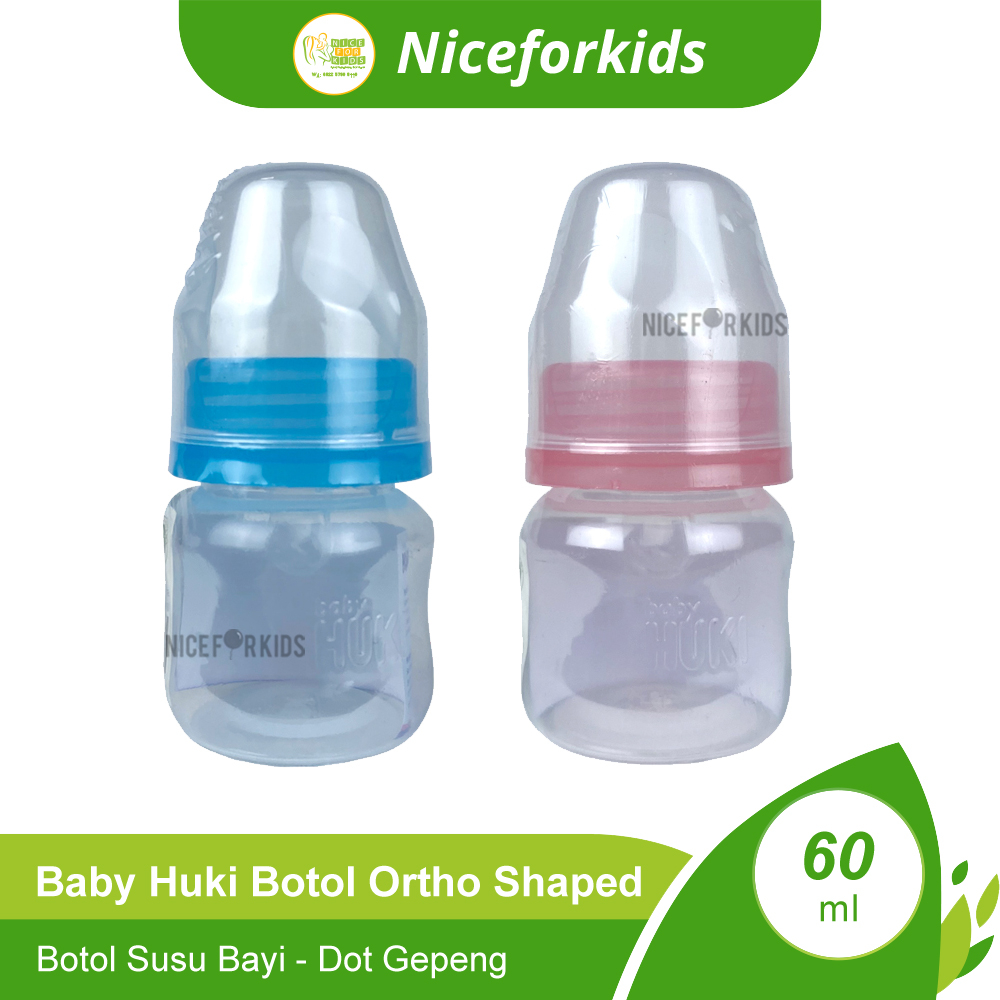 Huki Botol Ortho Shaped 60ml (CI0342) / Botol Susu Bayi 60ml