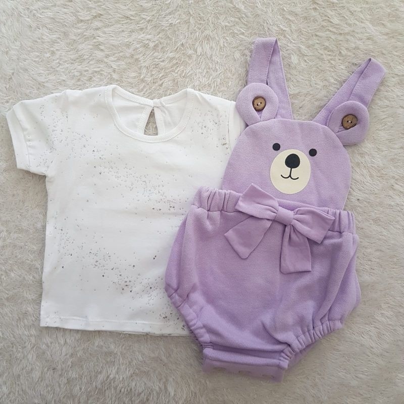 Baju Bayi Happy Bear Overall set