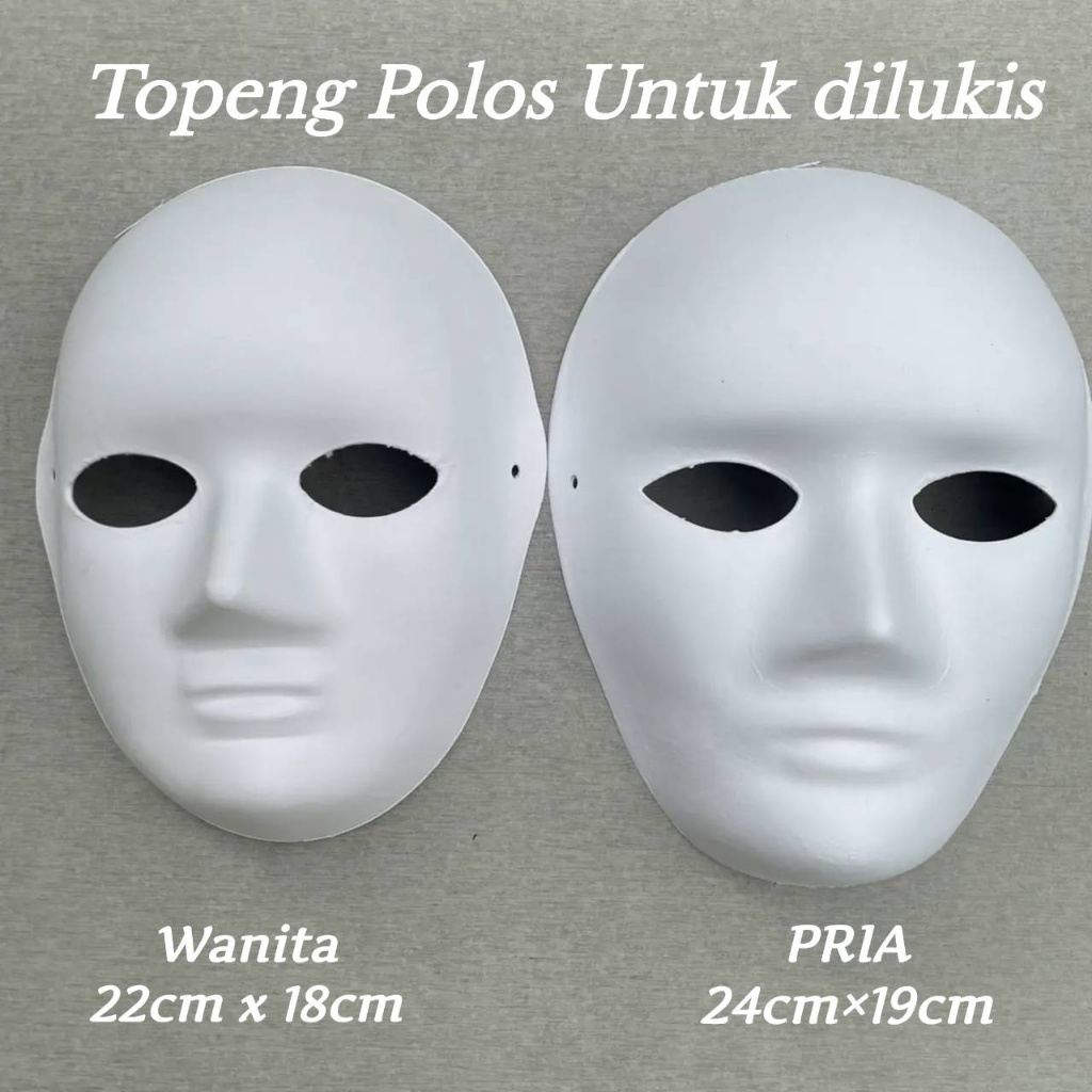 Topeng Polos untuk dilukis / Topeng Lukis Wajah Polos Putih Pria Wanita