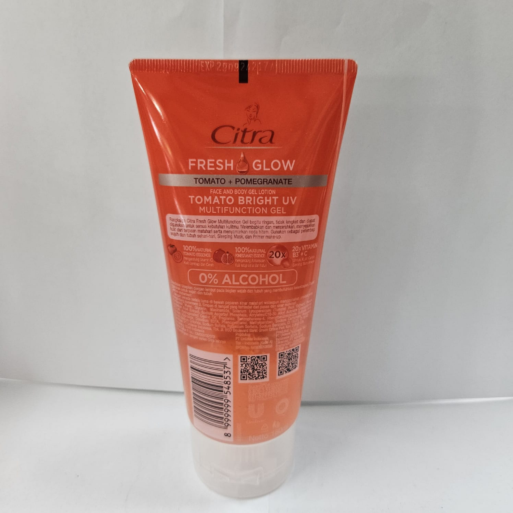 Citra Fresh Glow Face &amp; Body Multifunction Gel Tomato, Aloe Vera Bright UV, Marine Collagen 180 ML
