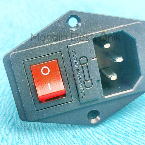 Socket AC 3in1 + Saklar Lampu + Fuse Holder Power Outlet Socket Switch 250V - Socket 3 Pin