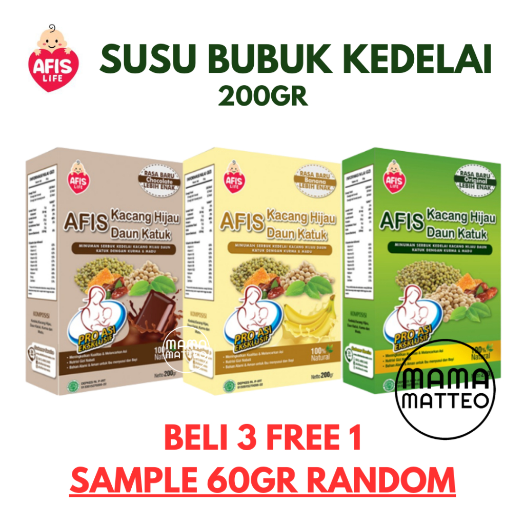 SUSU AFIS ALMOND / Pelancar ASI Booster / Kacang Almond Daun Katuk Kacang Hijau Kedelai 200gr / AFIS BANDUNG