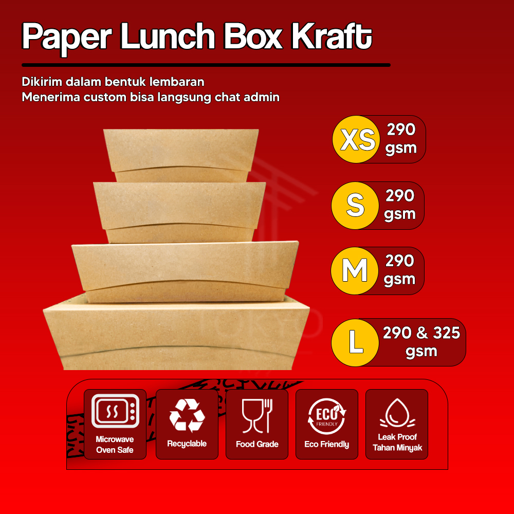 PAPER LUNCH BOX BAHAN KRAFT/LUNCH BOX PAPER COKLAT SIZE M , L , S , XS