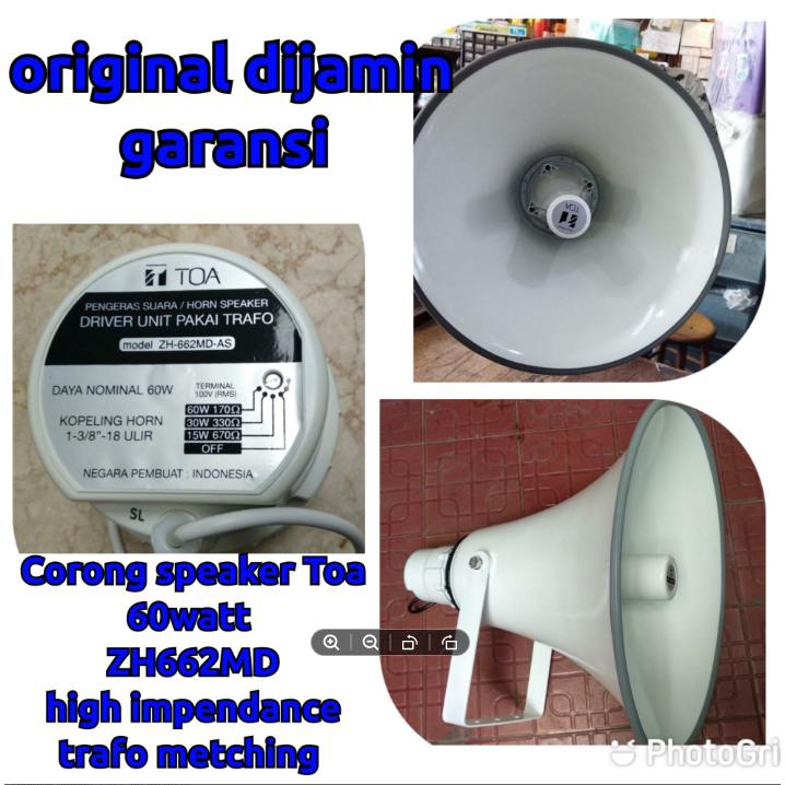 corong speaker TOA 60watt type ZH 662MD high impendance dengan lilitan impendance original jarang ad