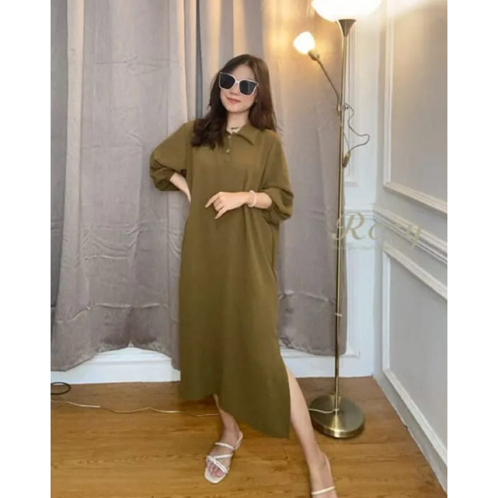 IRMALA Long Dress   lengan 3/4 Cringkle Airflow BUSUI JUMBO