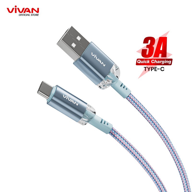 VIVAN VXM100S / VXC100S / VXL100S /Kabel Data Type C/Lightning/Micro USB 100cm Fast Charging 3A/2.4A - Garansi Resmi 1 Tahun