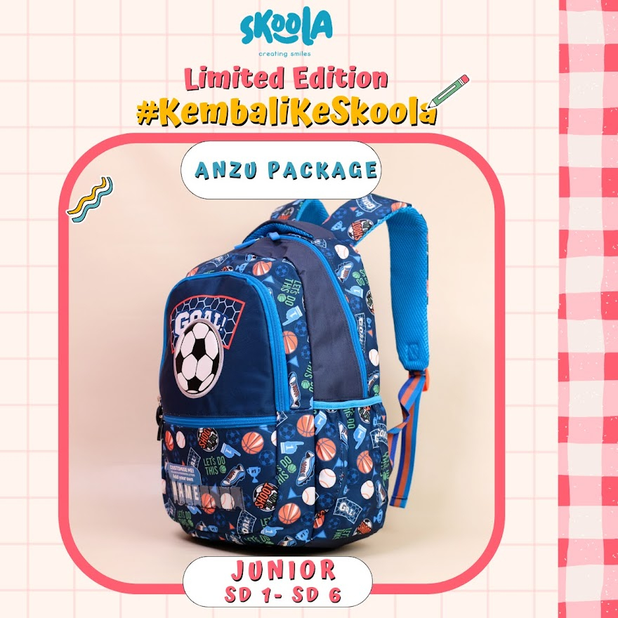 Skoola Special Package Tas Sekolah Anak Perempuan Laki - Laki SD Ransel + Tempat Pensil - Anzu