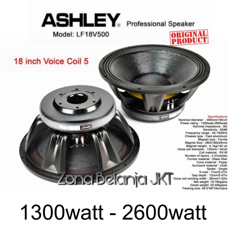 SPEAKER ASHLEY LF18V500 LF 18V500 18 INCH 2600 WATT ORIGINAL