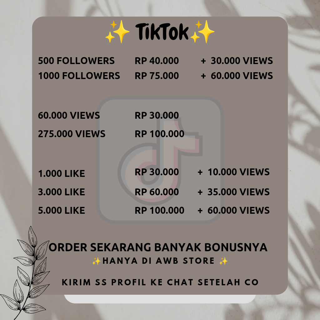 TIKTOK FOLLOWER TIKTOK LIKE VIEWS PERMANEN