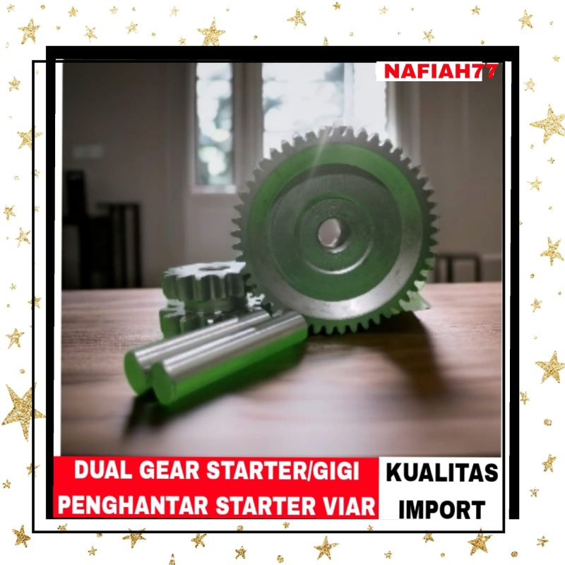 (TERMURAH)DUAL GEAR STARTER VIAR GEAR PENGHUBUNG STARTER VIAR SPARE PARTS RODA TIGA