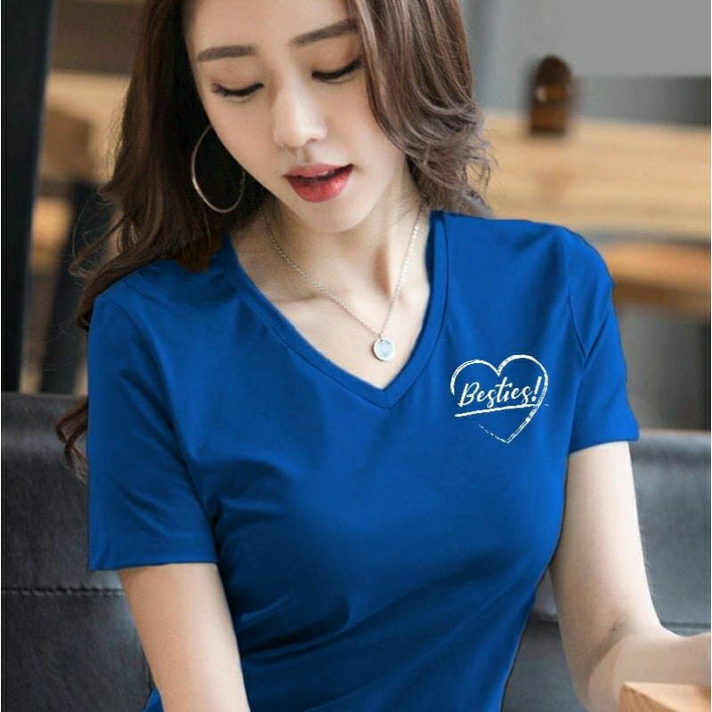 KAOS KAOS WANITA  V NECK LENGAN PENDEK