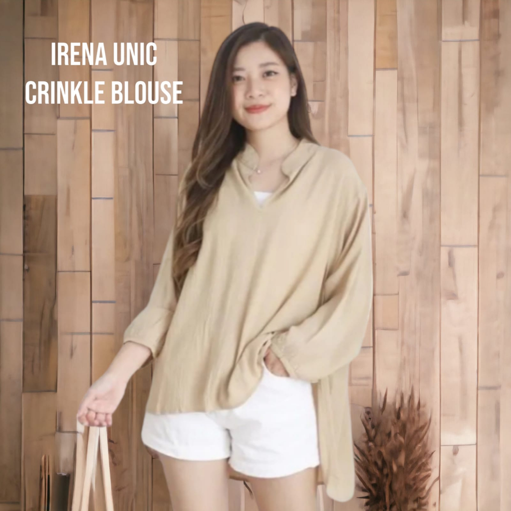 Irena Blouse/Baju Atasan Wanita Crinkle/Baju Atasan Wanita Terbaru/Blouse Terbaru Korean Style/Baju 