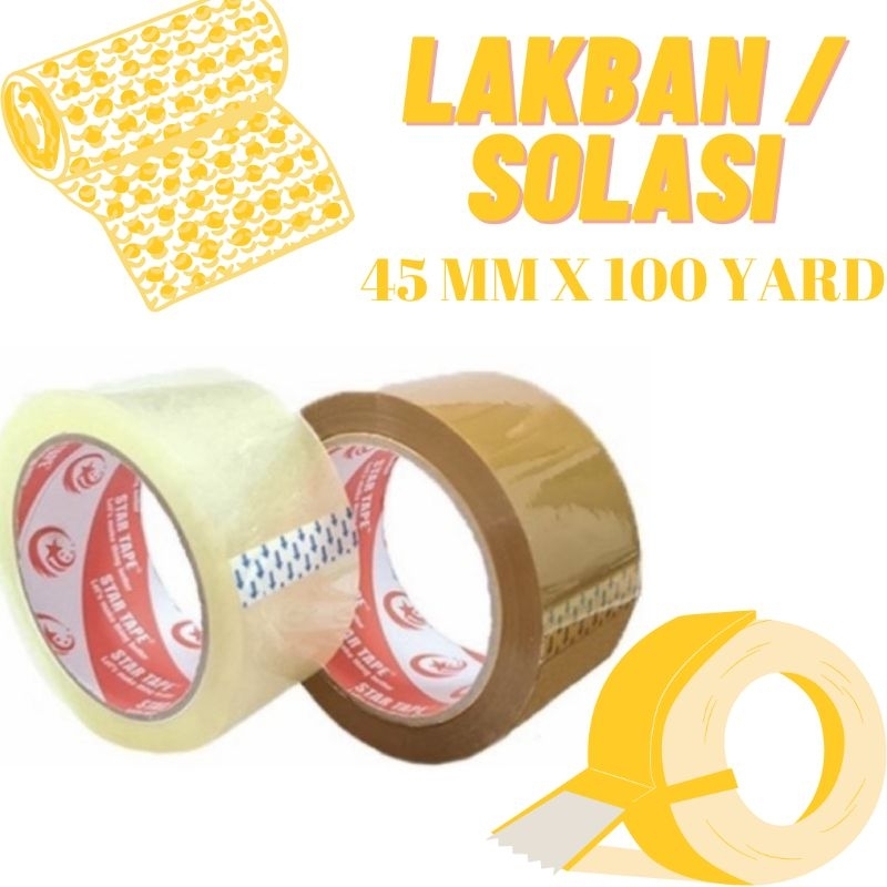 

Lakban / Solasi / Solatip Murah Merk Star Tape 45 MM X 90 YARD murah