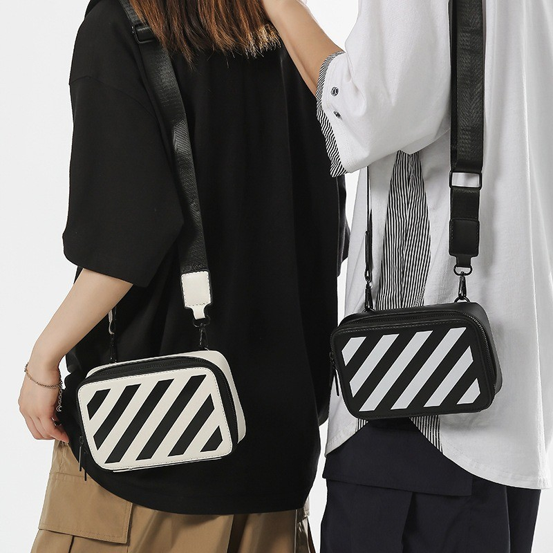 Tas Selempang Pria Kulit Tas Kulit Selempang Cowo WHITE &amp; BLACK Crozz