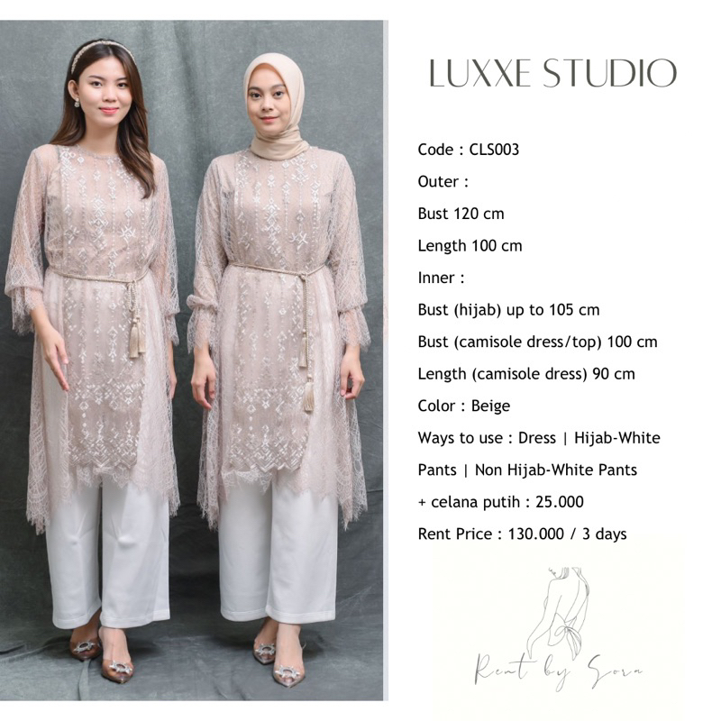 SEWA / RENTAL DRESS ATASAN KONDANGAN LUXXE STUDIO CLS003