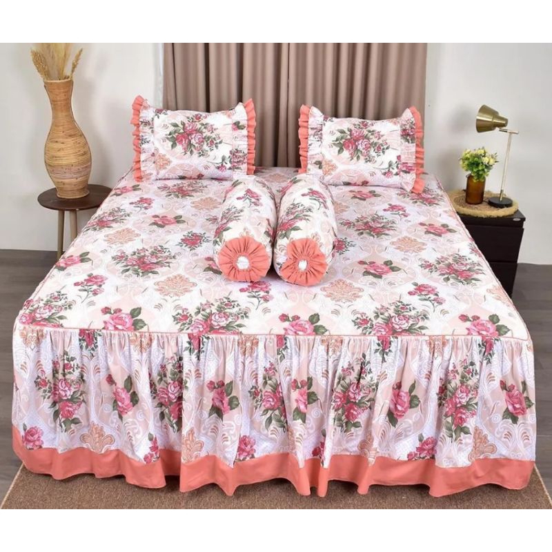 Sprei Rumbai Pengantin Katun Lokal Motif Romantic Flowers  by Katun  Esra