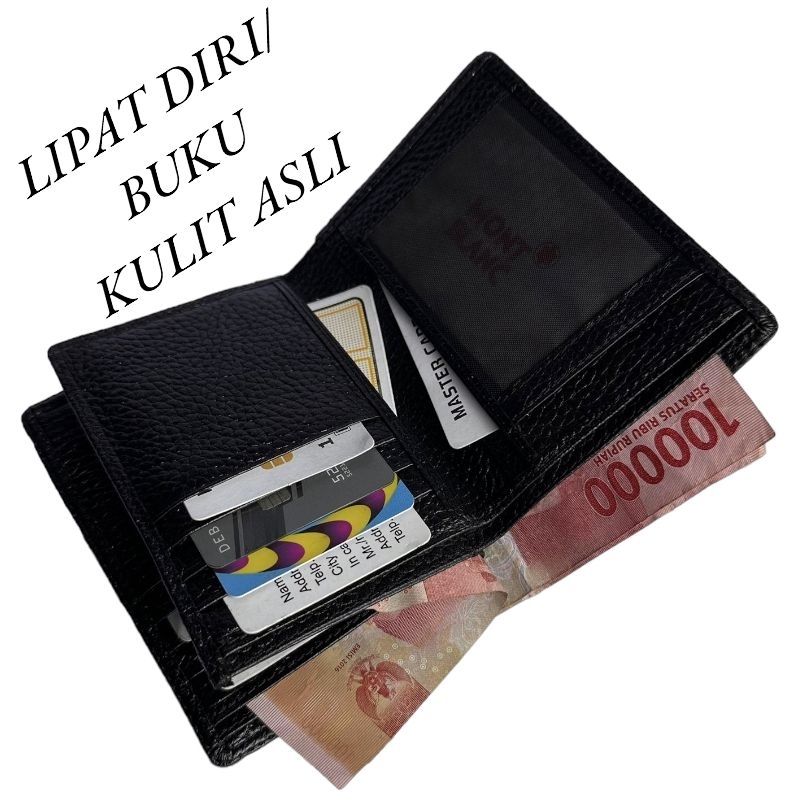 Dompet Pria Lipat Buku//Dompet Diri Kulit Asli/Dompet 3dimensi Casual Dompet Pria Asli Kulit
