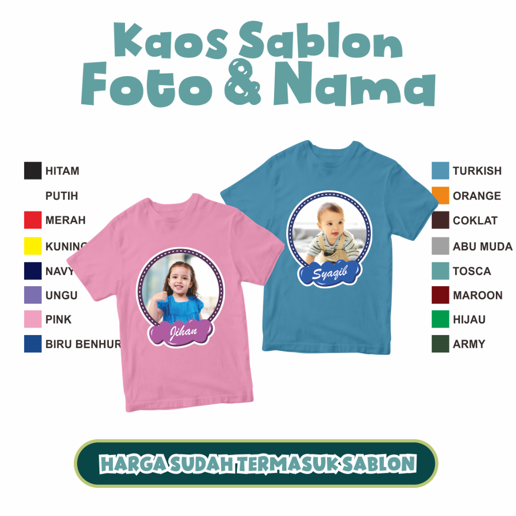 Kaos Anak Sablon Foto & Nama | Kaos Anak Sablon Foto | Kaos Anak Sablon Nama | Kaos Anak Sablon Suka