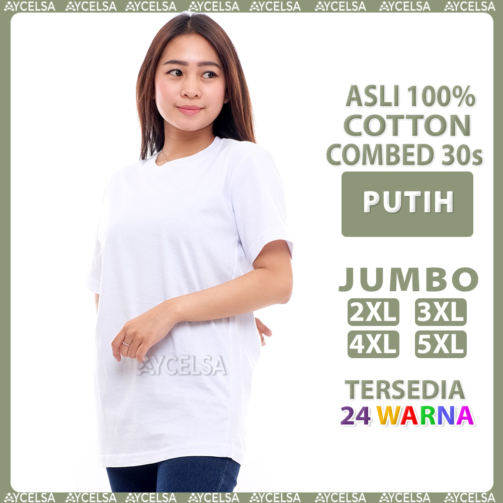 Kaos Polos Jumbo Wanita Pria Lengan Pendek Putih / Atasan Kaos Jumbo Putih