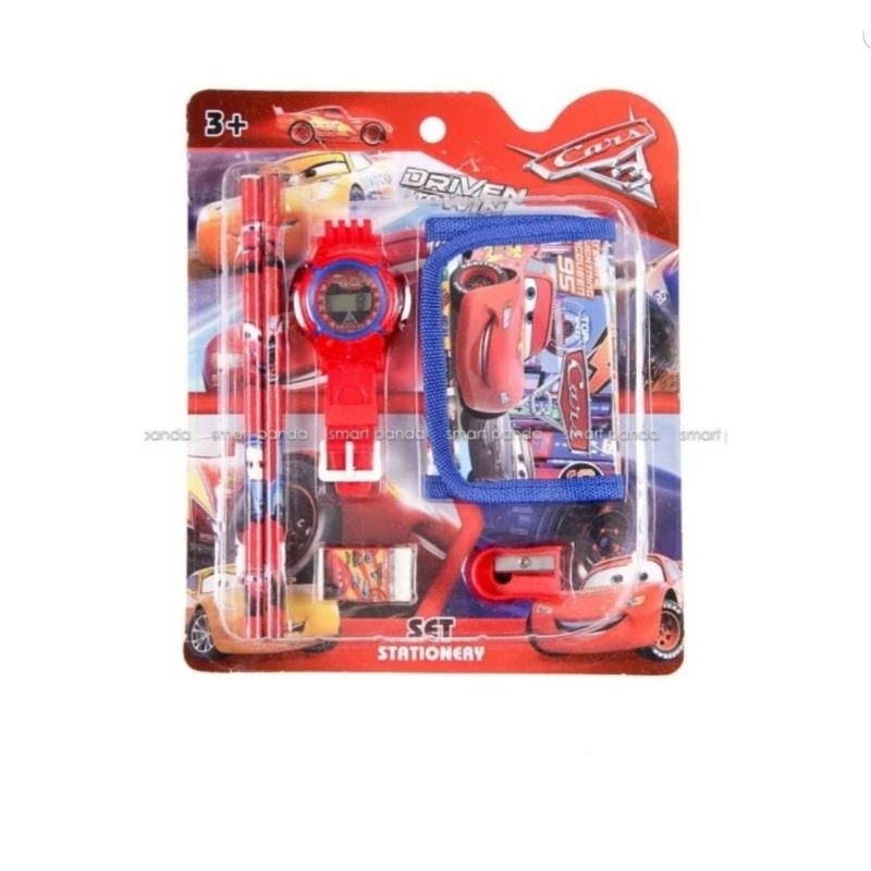 

Study Set / Paket Alat Tulis Set + Jam Tangan Anak Dompet Cars CX-401