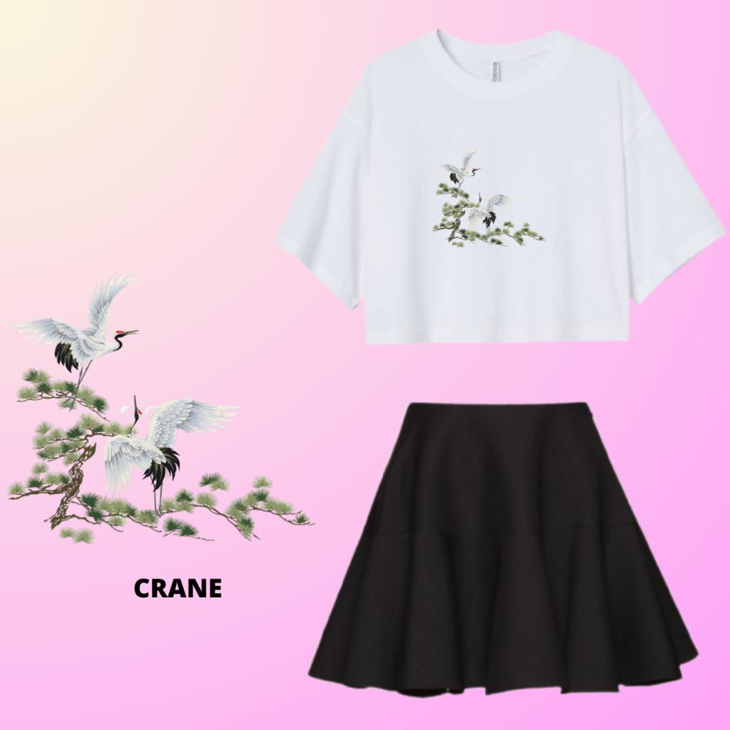 HOF - SET TRENDY KAOS CROP +ROK HITAM GADIS REMAJA LD110cm- CRANE