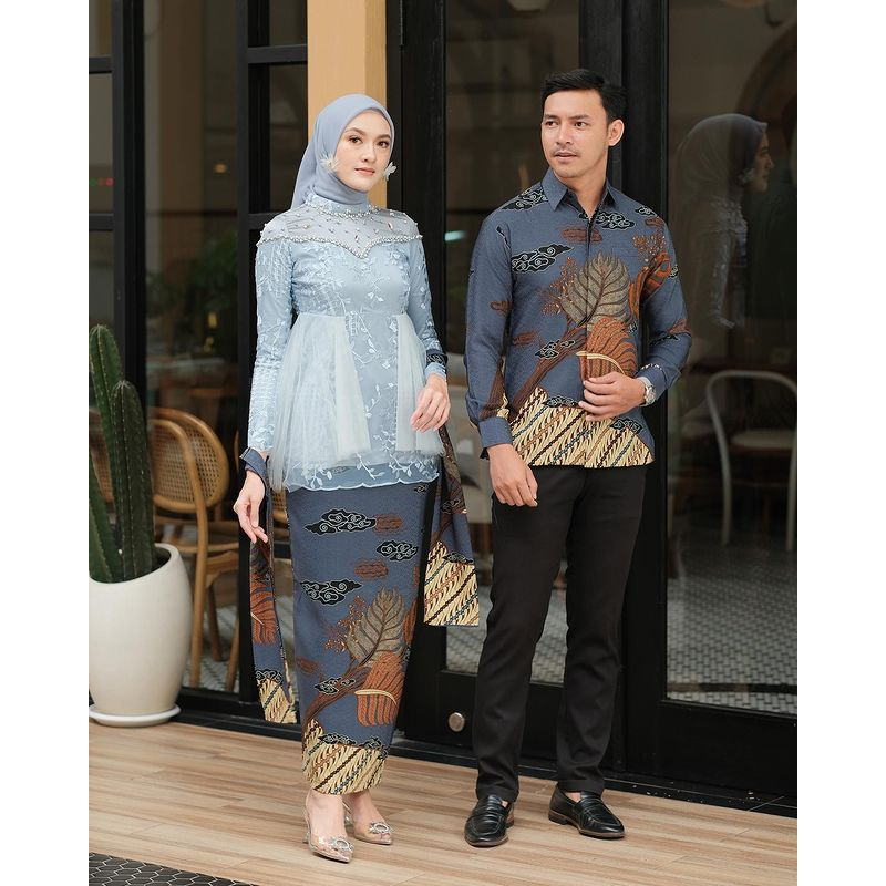 NEW ARRIVAL - SET COUPLE AMEERA PREMIUM MAXY//KEBAYA MODERN MATERIAL FULL BROKAT KELILING KOMBINASI TULLE TIUTU GRADE A PLUS PAYET JAHIT//SET SARIMBIT PASANGAN SERASI KEKINIAN COUPLE LAMARAN TUNANGAN WISUDA//READY JUMBO XXL FREE SELENDANG