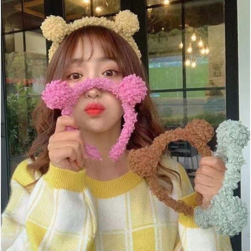 BANDO LUCU KARAKTER HEWAN BULU HALUS  BONDU MOTIF KUPING KELINCI KUCING BERUANG BANDANA CAT BEAR RABBIT WANITA ANAK DAN DEWASA PEREMPUAN FASHION KOREA STYLE IMPORT