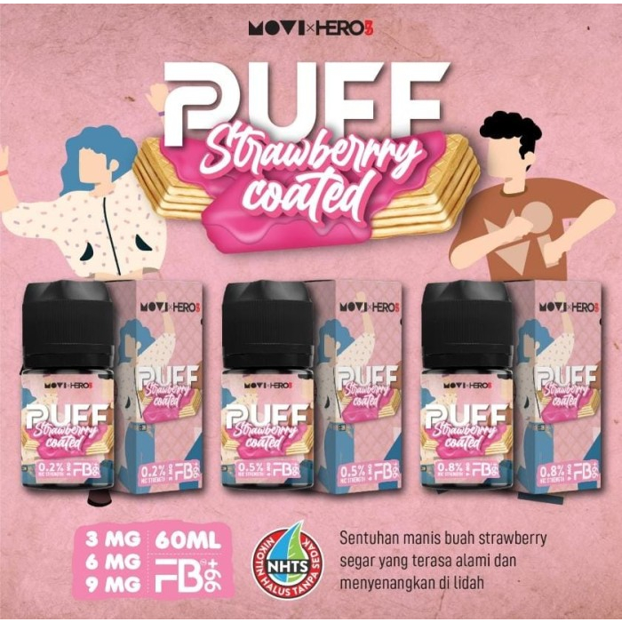 Puff Strawberry Wafer 60ml 3mg 6mg 9mg by Movi x Hero57