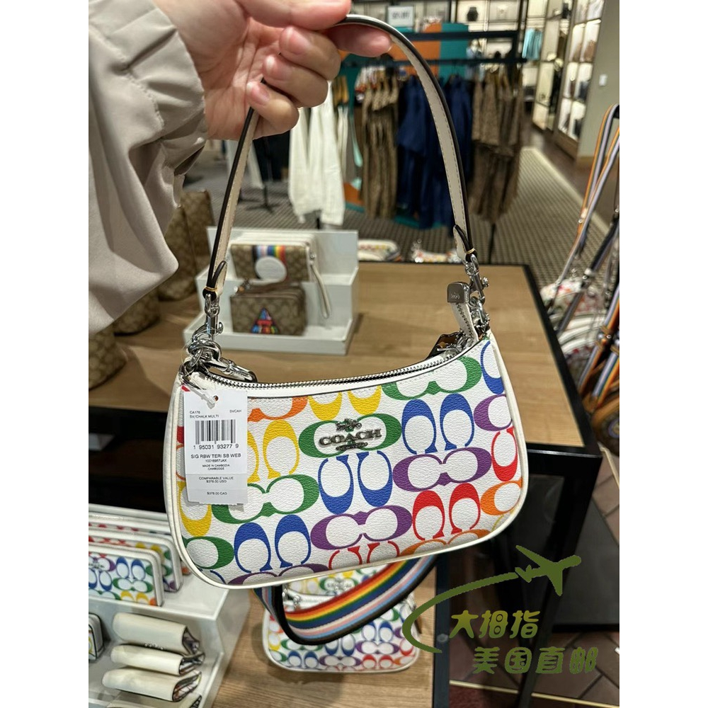 Coach Original CA176 Rainbow Emblem Underarm Bag Teri Mahjong Bag Single Shoulder Bag Crossbody Bag  yxb