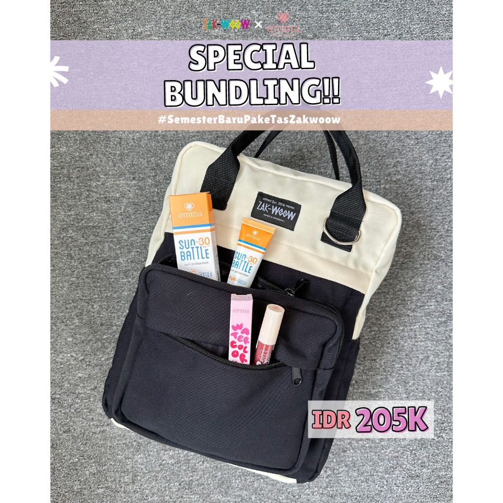 Special Bundling Back to School Zakwoowstyle X Emina (Ransel Wanita Estetik/Backpack Series)