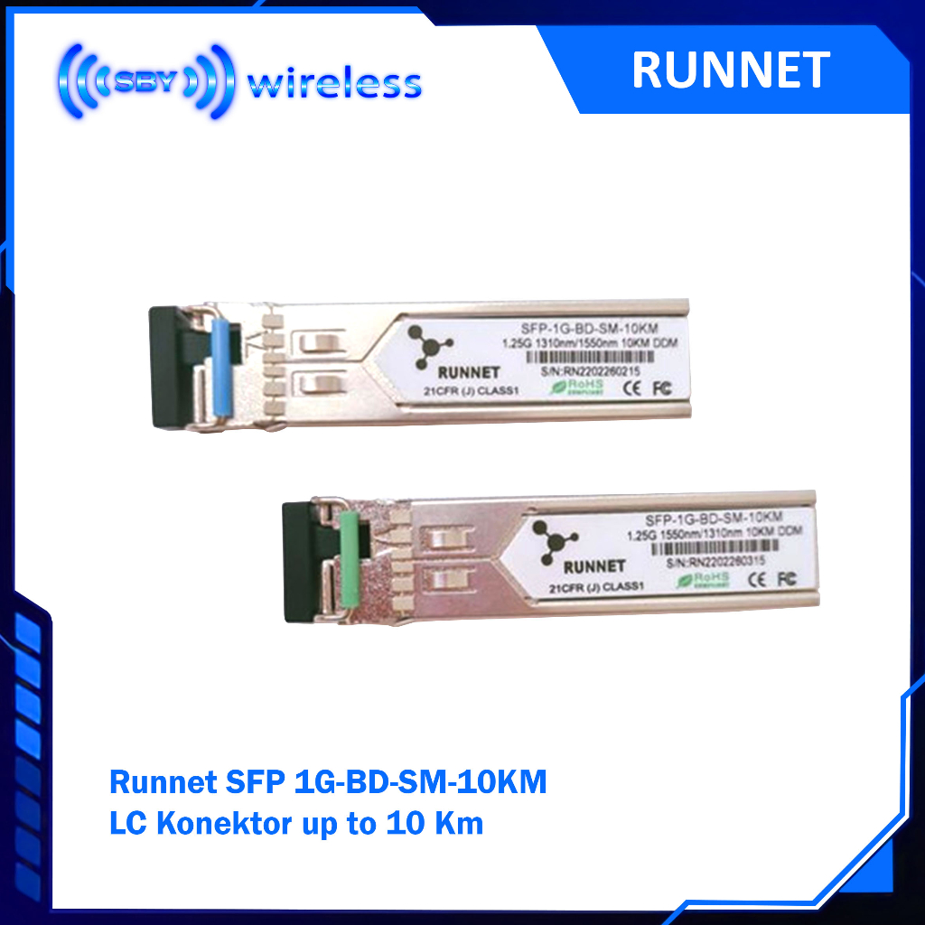 Runnet SFP 1G-BD-SM-10KM , LC Konektor up to 10Km Compatible Cisco, Mikrotik, TPLink